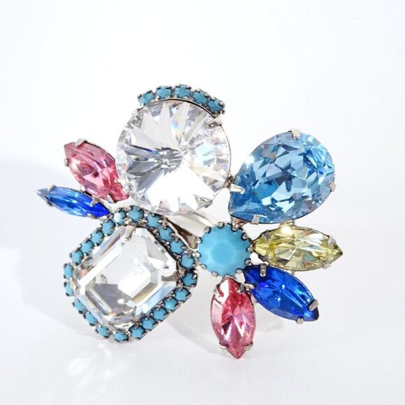 Joomi Lim Large Pretty Bijoux Ring Crystal Bead Cocktail Ring NWOT 188 Sz 7 - Picture 2 of 9